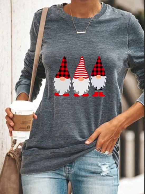 Christmas Xmas Long Sleeve Round Neck Printed Tops Sweatshirtsss