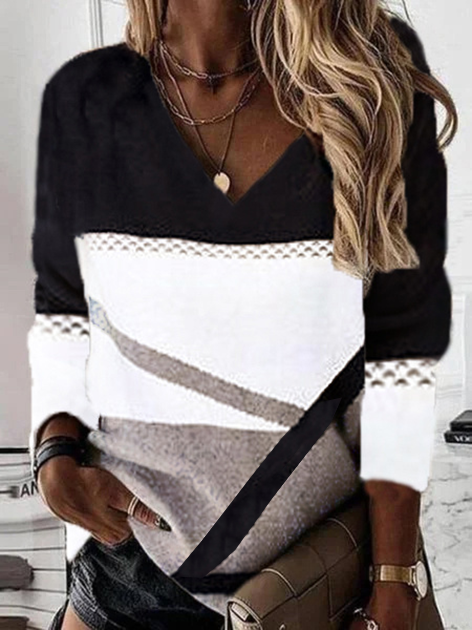 Striped Casual V Neck Hoodies & Sweatshirt