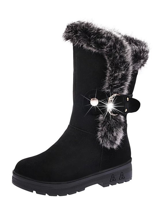 Simple Metal Wool Stitching And Velvet Warm Snow Snow Boots