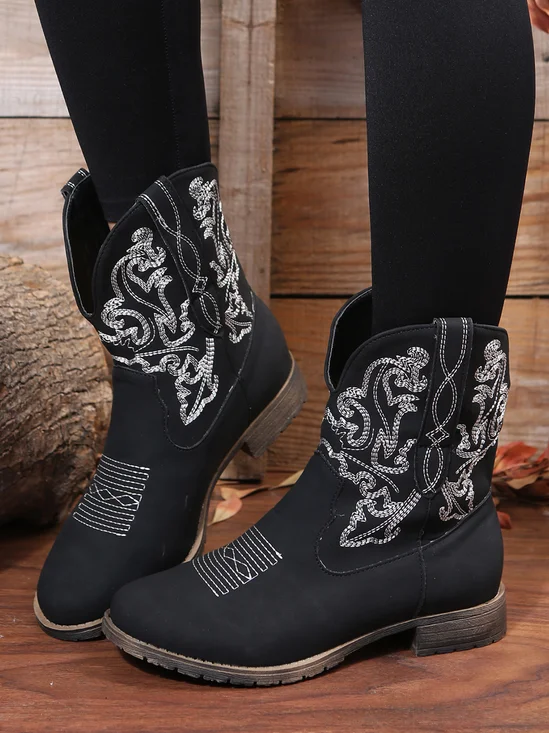 Retro Ethnic Embroidered Cowboy Cowboy Boot
