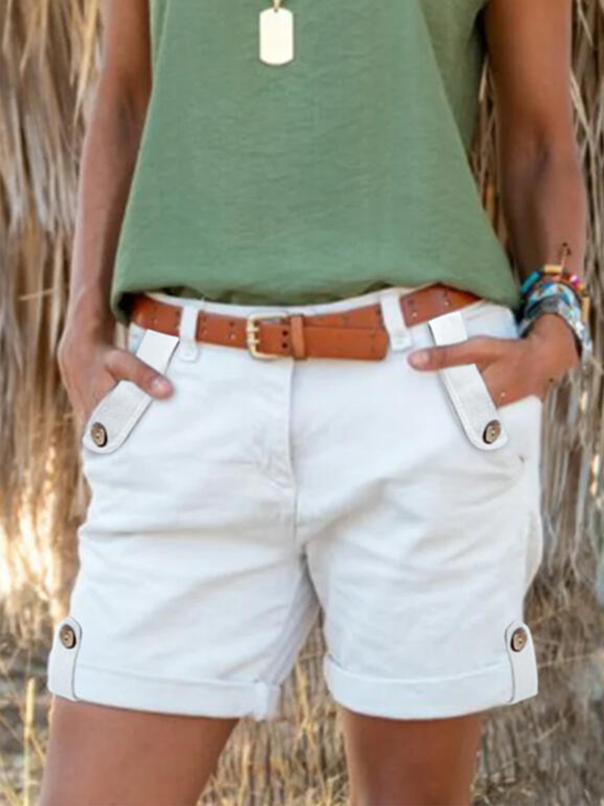 Loose Cotton Solid Shorts