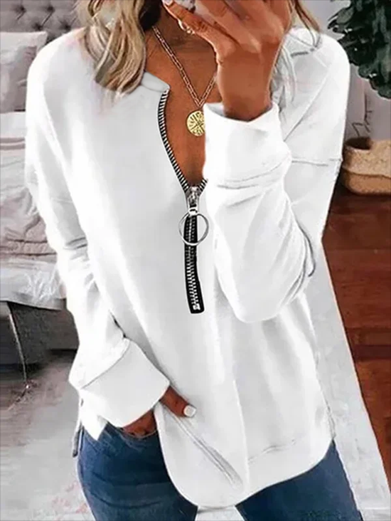 Casual Solid Loose Hoodies & Sweatshirt