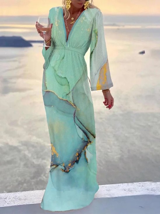 V Neck Loose Boho Maxi