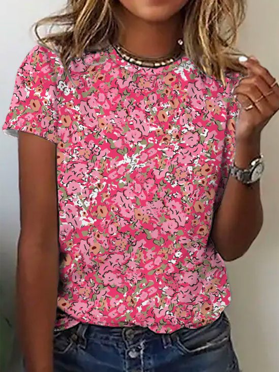 Casual Loose Jersey Crew Neck T-shirt