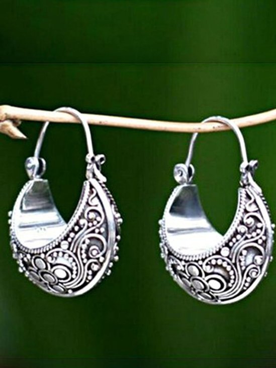 Woman Sliver Vintage Tribal Holiday Earrings