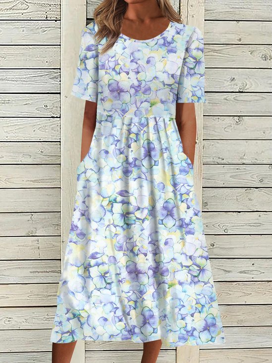 Floral Loose Casual Polyester Fibre Maxi