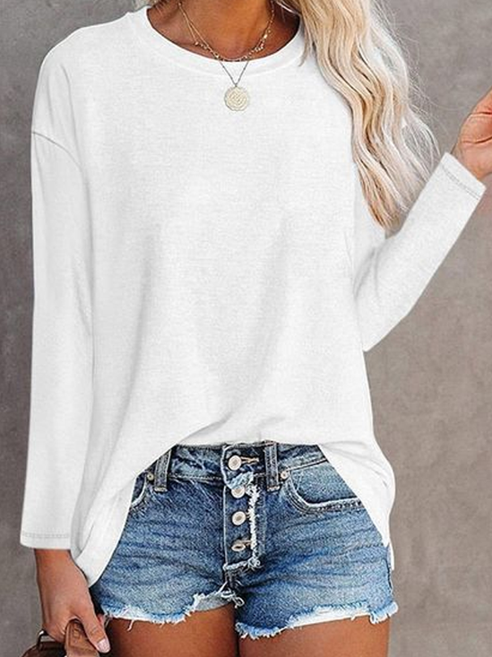 Crew Neck Casual Jersey Plain T-shirt