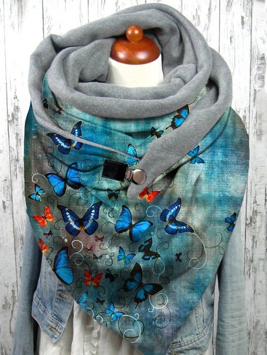 Vintage Butterfly Print Triangle Scarf Wind/warm