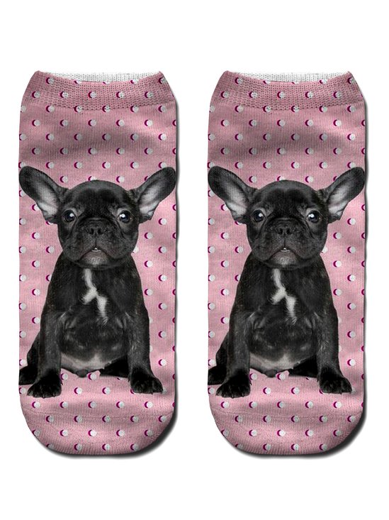 Casual Dog Print Knit Socks