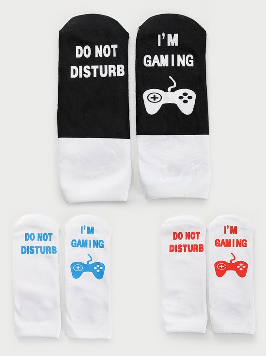 Do Not Disturb I'm Gaming Letters 3D Print Cotton Knit Socks