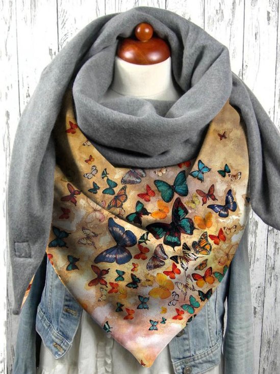 Casual Colorful Heart Pattern Triangle Scarf Windproof/warm