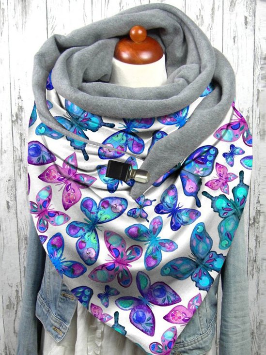 Casual All Season Butterfly Printing Wicking Commuting Standard Scarf Regular Scarf for Women