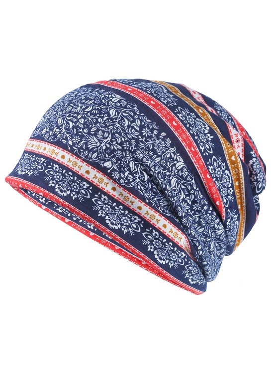 Vintage Ethnic All Season Printing Wicking Vintage Style Polyester Cotton Turban Regular Hat for Women