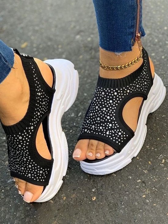 Plain Summer Sports Wearable Sports & Outdoor Mesh Fabric Plus Size Slip On Sports Sandals Sneakers for Women