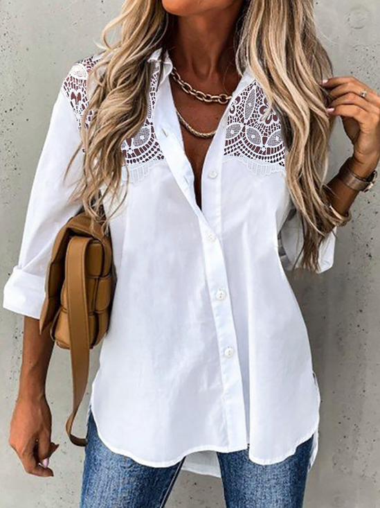 Women Casual Plain Autumn Loose Hot List Long sleeve Regular Regular Regular Size Blouse
