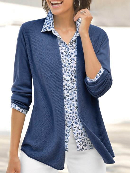 Casual Plain Autumn Lightweight Standard Long sleeve Mid-long H-Line Regular Size Sweater coat for Women