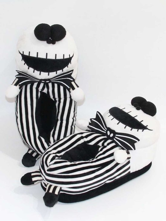 Striped Winter Party Split Joint Party Fabric Fabric Hot List Toe-covered Slippers Living Room Slippers for Women