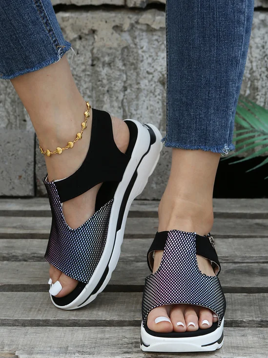 Women Color Block Spring Sports Zipper Zipper Party Velvet Hot List EVA Sneakers