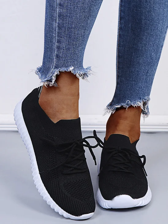 Plain Color Simple Casual Soft Flyknit Sneakers