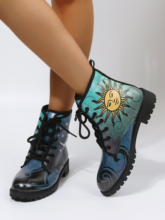 Sun and Luna Abstract Graphic Booties
