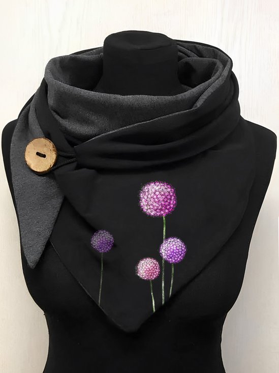 Women's Vintage Dandelion Print Triangle Scarf Casual Mature
