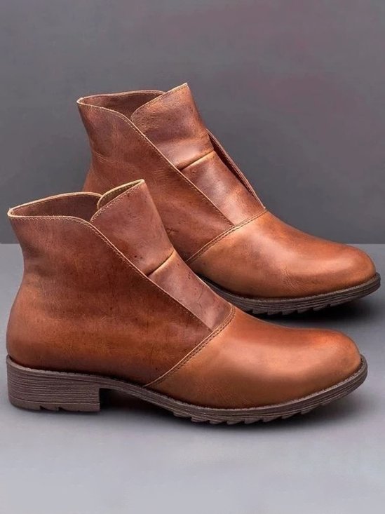 Solid Color Simple Casual Short Boots