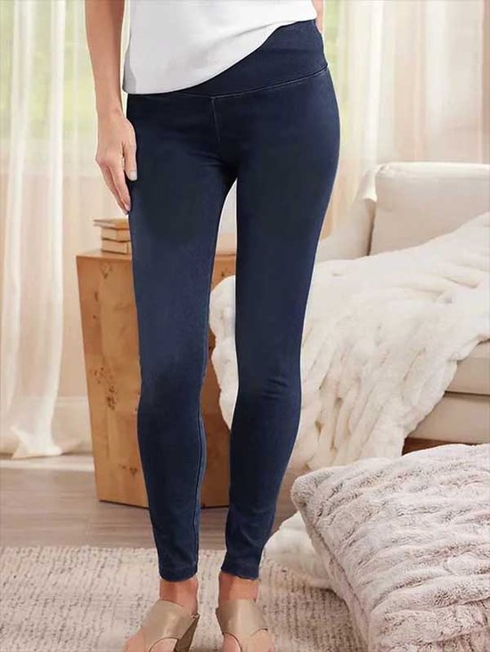Casual Plain Autumn Natural Lightweight High Elasticity Tight Long Regular Size Jeans for Women