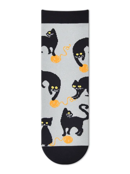 Casual Simple Black Cat Pattern Socks