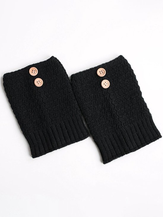 Vintage Knit Boot Sleeves Wool Leggings Cropped Button Socks
