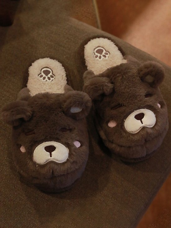 Cartoon Bear Shape Non-slip Warm Home Slippers