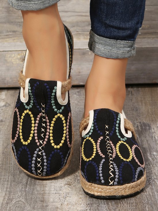 Bohemian Ethnic Style Geometric Straw Sole Portable Shoe