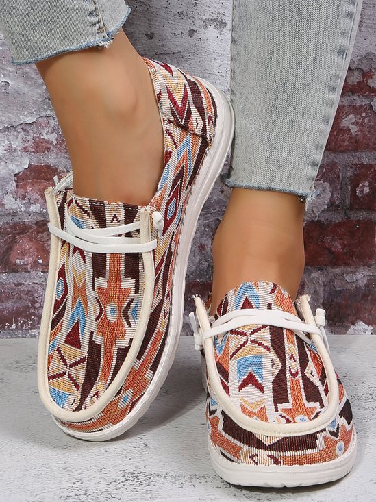 Boho Canvas Ethnic Flats