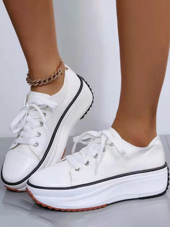 Leopard Print Breathable Platform Lace-Up Sneakers