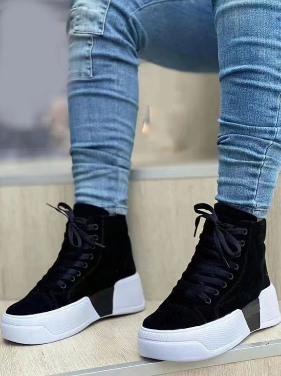 Women's Comfort Platform Lace Up High-Top Sneakers