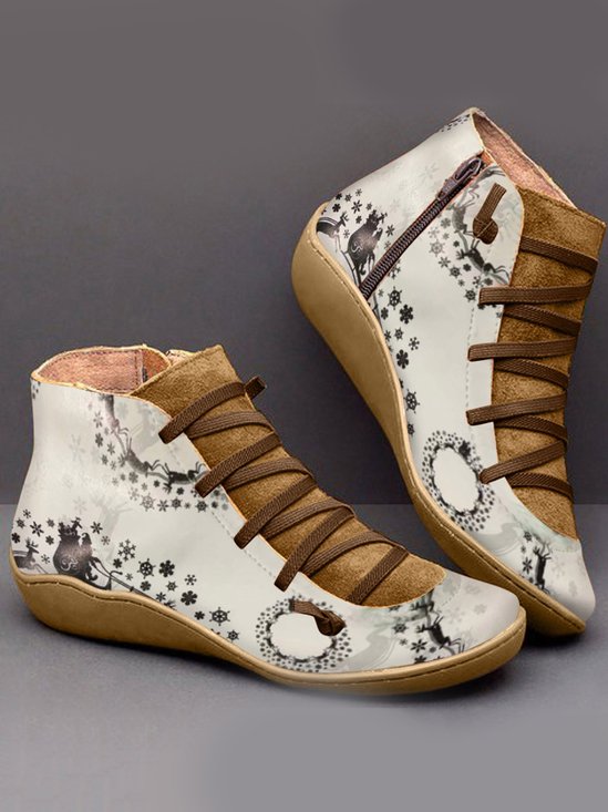 Christmas Comfort Soft Lightweight Short Lace-Up Boots