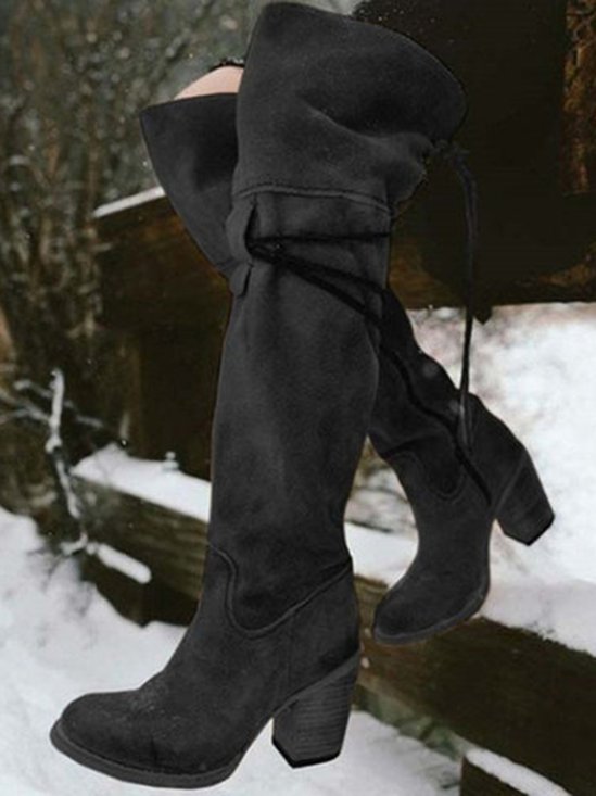 Vintage Over the Knee Boots Chunky Heel Boots