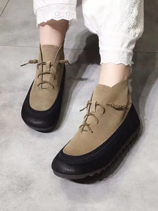 Frosted Contrast Paneled Warm Fleece Snow Boots