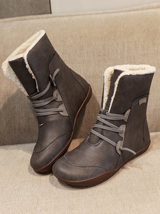 Leather Flat Heel Boots
