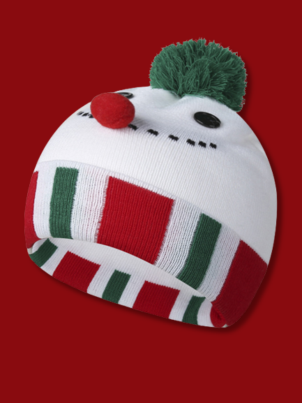 Christmas Snowman Santa Claus Handmade Knitted Hat Festive Party Dress Matching