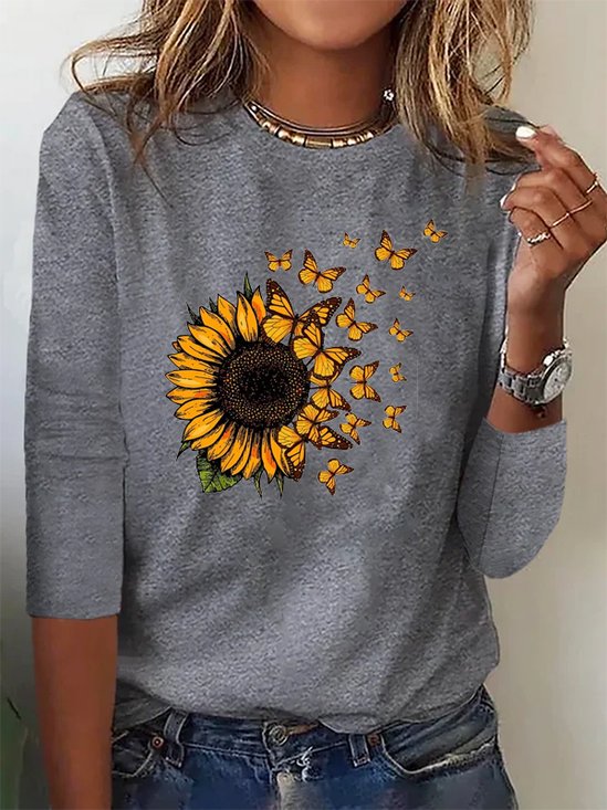 Sunflower Long sleeve Crew Neck T-Shirt