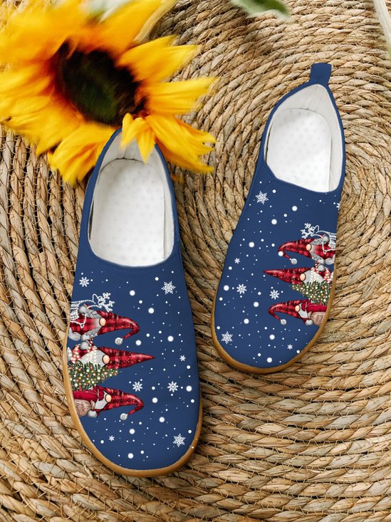 Christmas Blue Lightweight Soft Flats Canvas Footwear