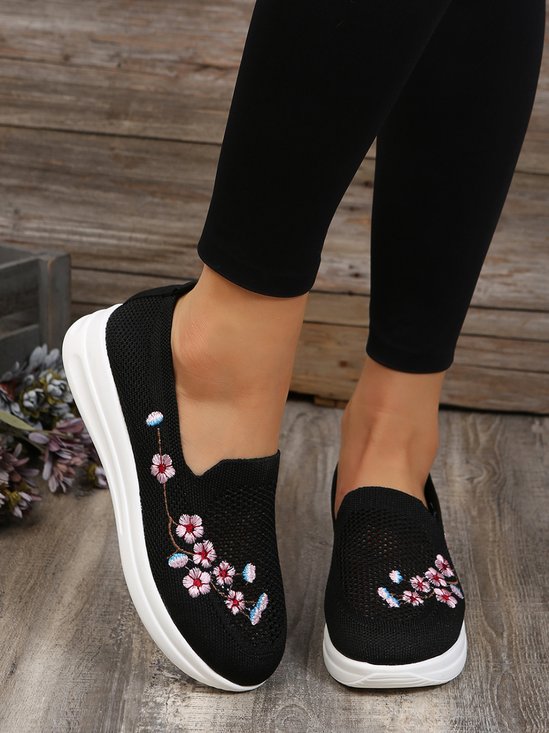 Floral Embroidered Flyknit Sneakers