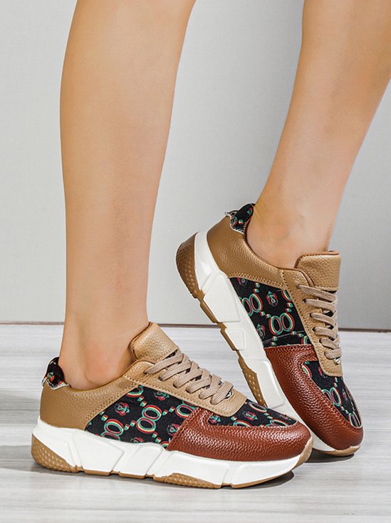 Abstract Pattern Patchwork Casual Sneakers