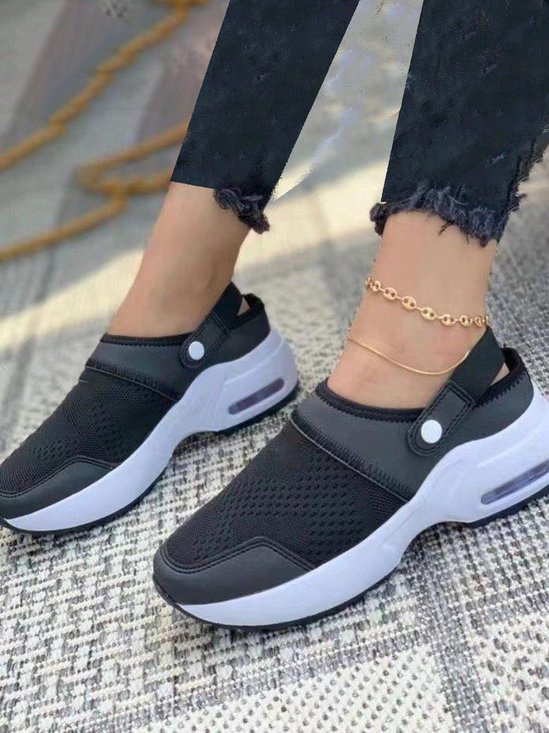 Breathable Mesh Panel Synthetic Leather Portable Sneakers