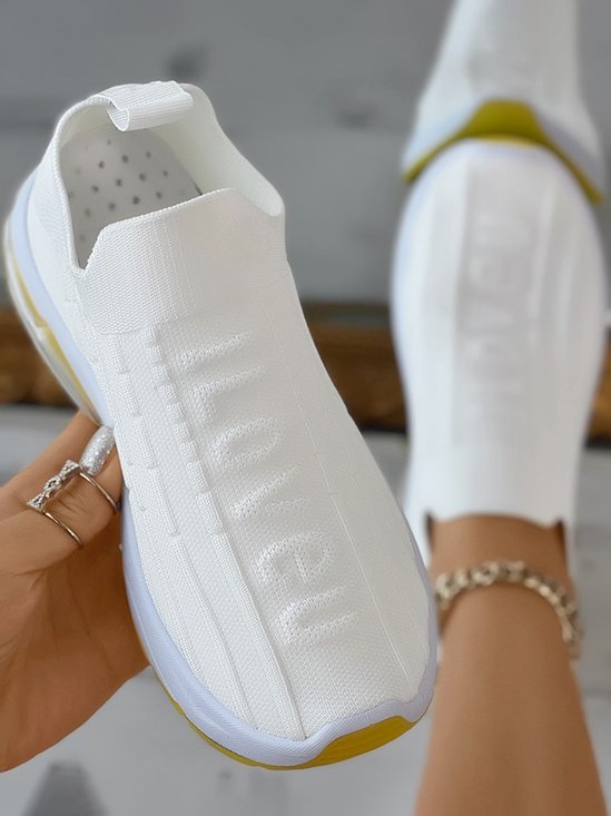 I Love U Pattern Slip On Knit Sneakers