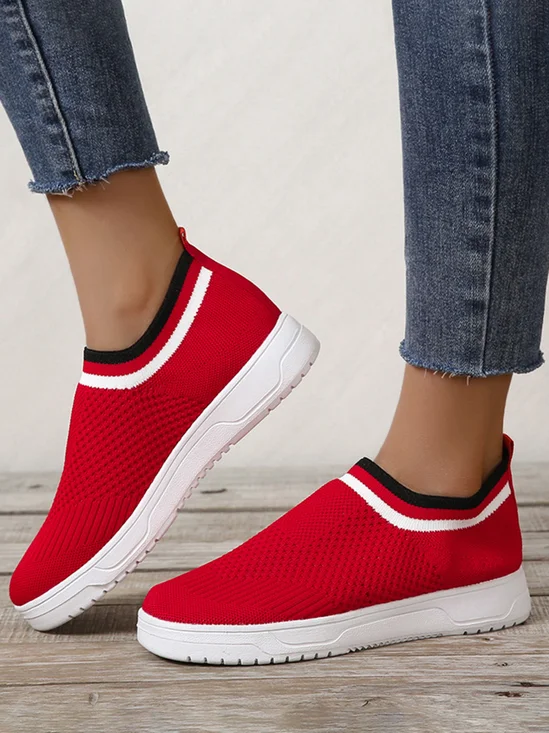 Plus Size Slip On Flyknit Sneakers