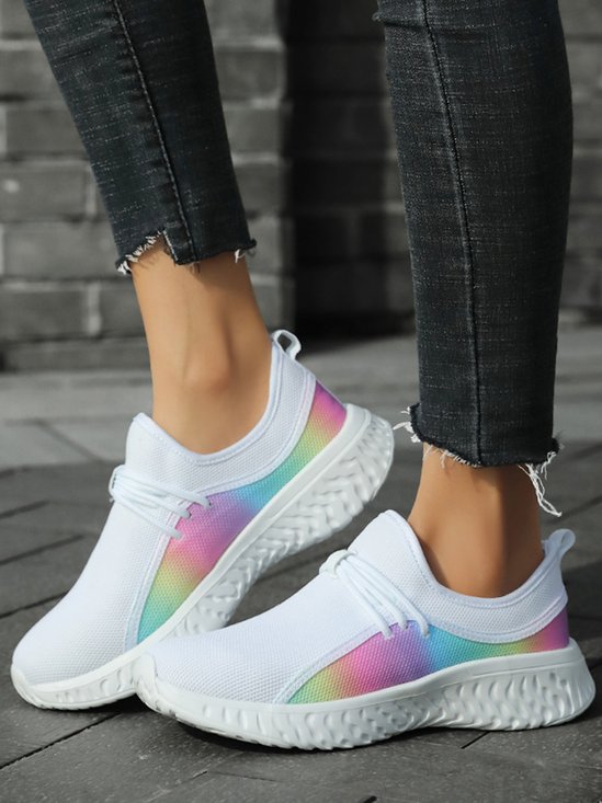 Color Block Mesh Fabric Sneakers