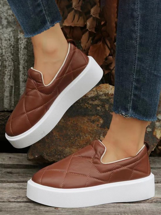 Plus Size Quilted Slip On Platform Shoes