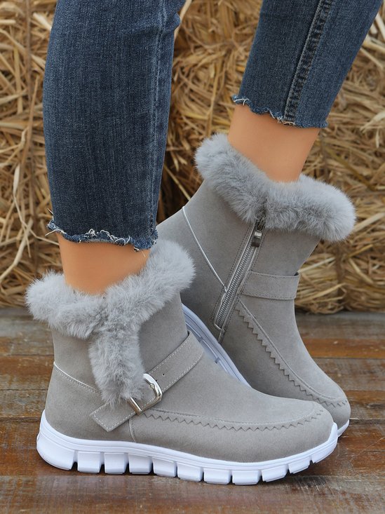Warm Comfort Soft Sole Patchwork Buckle Snow Boots