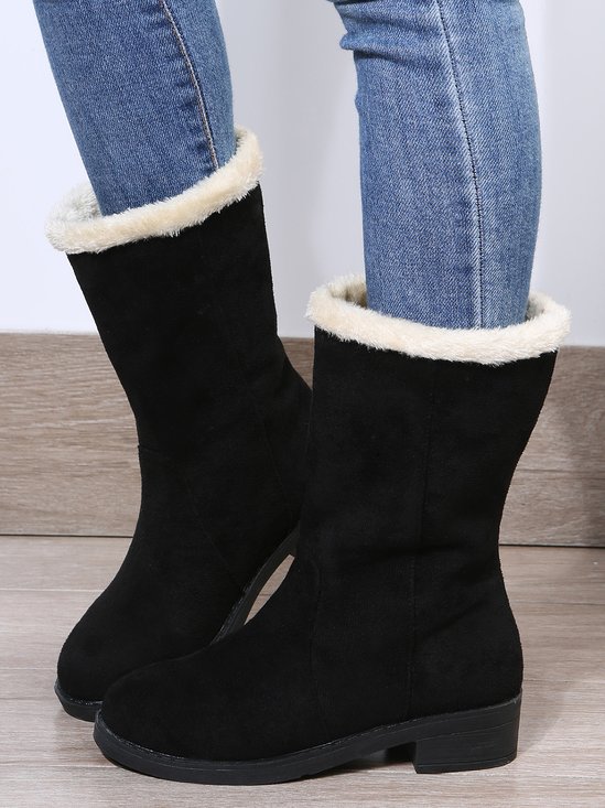 Plus Size Winter Casual Slip On Warm Lined Snow Boots